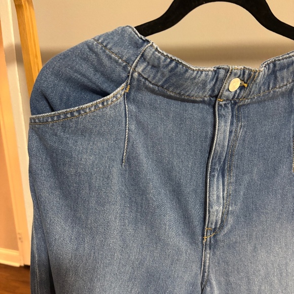 New Anthropologie Corset High Rise Baggy Culotte Jeans sz 33Tall Cropped Flared - Picture 8 of 15